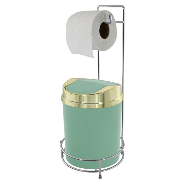 Suporte Para Papel Higiênico Com Lixeira Basculante Dourada 5