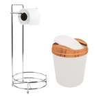 Suporte Para Papel Higiênico E Lixeira 5l Rose Gold Lavabo Má