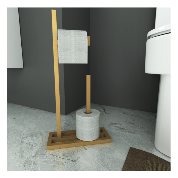 Suporte Para Papel Higiênico Ferro De Chão Dourado