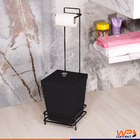 Suporte Para Papel Higiênico Preto Com Lixeira 6 5 Litros - W