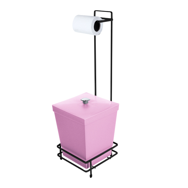 Suporte Para Papel Higiênico Preto Com Lixeira 6 5 Litros - W