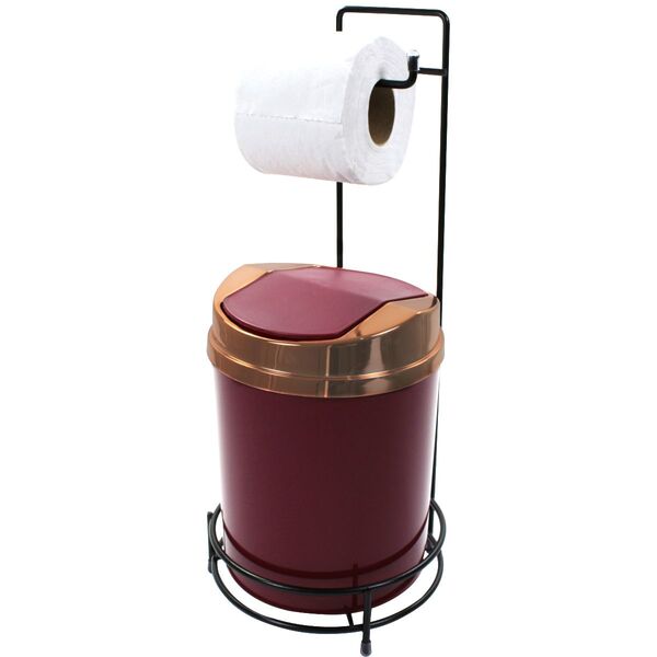 Suporte Para Papel Higiênico Preto Lixeira 5 Litros Basculant