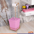 Suporte Para Papel Higiênico Rose Gold Com Lixeira 6 5 Litros
