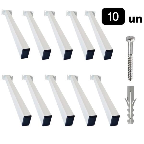 Suporte Para Pia Mão Francesa 50cm - 10un + Kit Parafusos