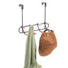 Suporte Para Porta 4 Ganchos Duplos - Preto