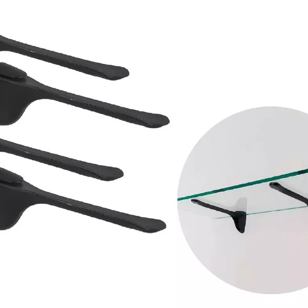 Suporte Para Prateleira Pelicano Preto Fosco - 4un