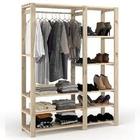 Suporte Para Roupas Com Nichos Em Madeira Estante Loja