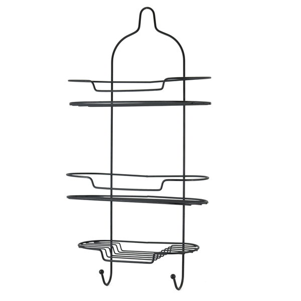 Suporte Para Shampoo Com Prateleiras E Ganchos Em Aço - Preto