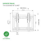 Suporte Para Tv / Monitor Fixo Inclinável De 12 Até 43 Pix