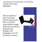 Suporte para TV Articulado SBRP130 TVs de LED, LCD e Plasma 10" a 55" Preto Brasforma