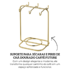 Suporte Para Xicara De Cha E Pires Inox Dourado Future 1125dd