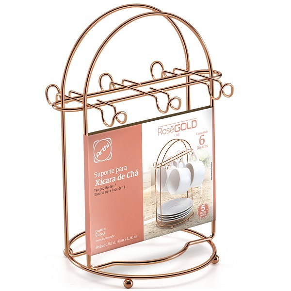 Suporte Para Xicaras De Cha Art Cook Rose Gold Arthi 2236