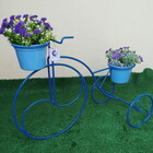 Suporte Plantas Bicicleta Azul - 2 Vasos