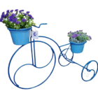 Suporte Plantas Bicicleta Azul - 2 Vasos