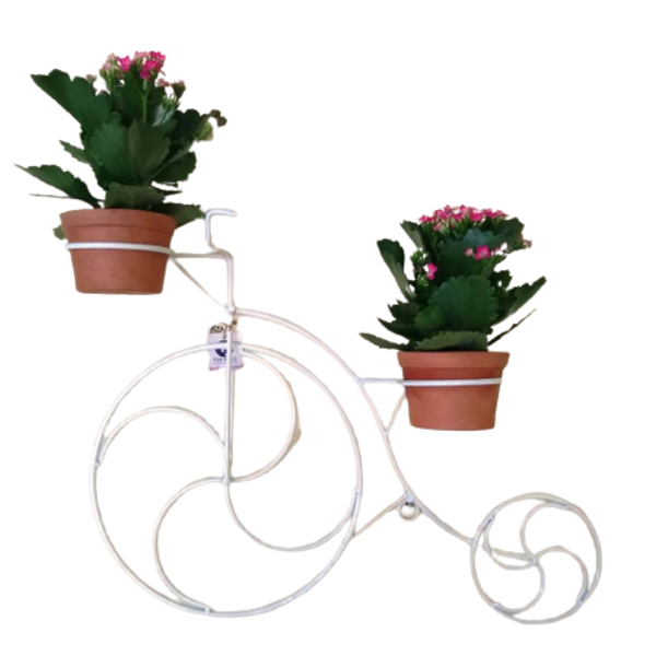 Suporte Plantas Bicicleta Branca 2 Vasos