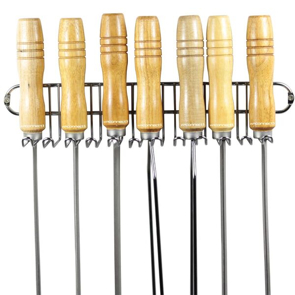 Suporte Porta 23 Espetos Utensílios De Churrasco - Aço Cromado