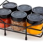Suporte Porta Condimentos Para Chá 6 Vidros Com Tampa Forma P