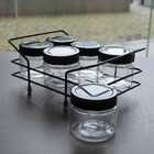 Suporte Porta Condimentos Para Chá 6 Vidros Com Tampa Forma P
