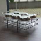 Suporte Porta Condimentos Para Chá 6 Vidros Com Tampa Forma P