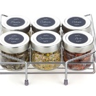 Suporte Porta Condimentos Para Chá 6 Vidros Com Tampa Forma P