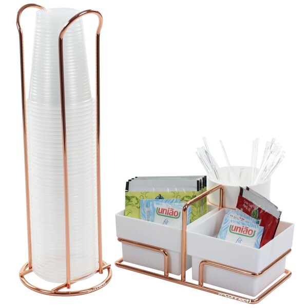 Suporte Porta Copos 200ml Organizador De Sachês Mexedores - R