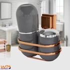 Suporte Porta Escova E Algodão Com Fixação Ventosa Rosé Gold