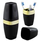 Suporte Porta Escova E Creme Dental Com Tampa Detalhe Dourado