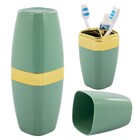 Suporte Porta Escova E Creme Dental Com Tampa Detalhe Dourado