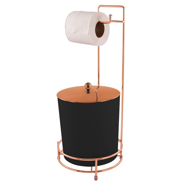 Suporte Porta Papel Higiênico Cobre Lixeira Tampa De Pegar Ro