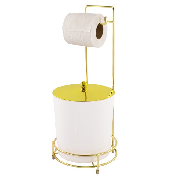 Suporte Porta Papel Higiênico Com Lixeira 5 L Tampa Pegar Dou
