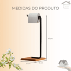 Suporte Porta Papel Higiênico De Chão Preta Para Banheiro Com