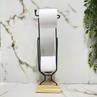 Suporte Porta Papel Higiênico De Piso Triplo Black Madeira