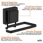 Suporte Porta Papel Higiênico Fixação Ventosa Preto Fosco Pia