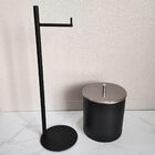 Suporte Porta Papel Higiênico Preto De Chão Papeleira Redonda