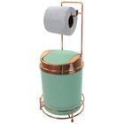 Suporte Porta Papel Higiênico Rosé Gold Lixeira Basculante Co