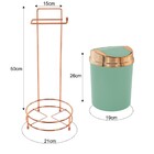 Suporte Porta Papel Higiênico Rosé Gold Lixeira Basculante Co
