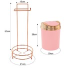 Suporte Porta Papel Higiênico Rosé Gold Lixeira Basculante Co