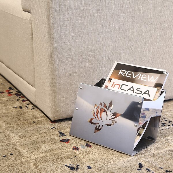 Suporte Porta Revista - Revisteiro Inox Polido - Chão