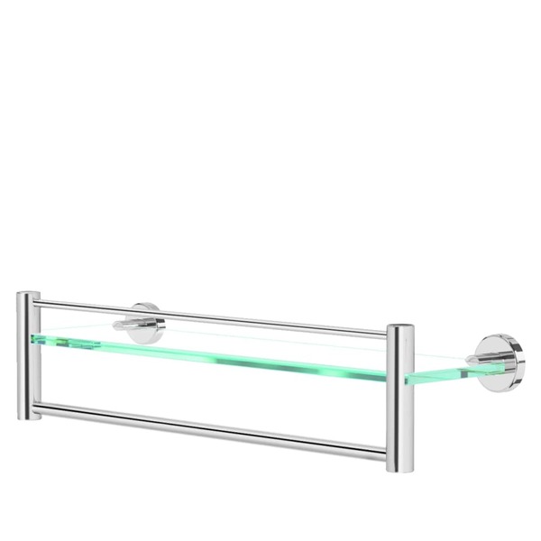 Suporte Porta Shampoo Com Toalheiro Athenas Polido Prata