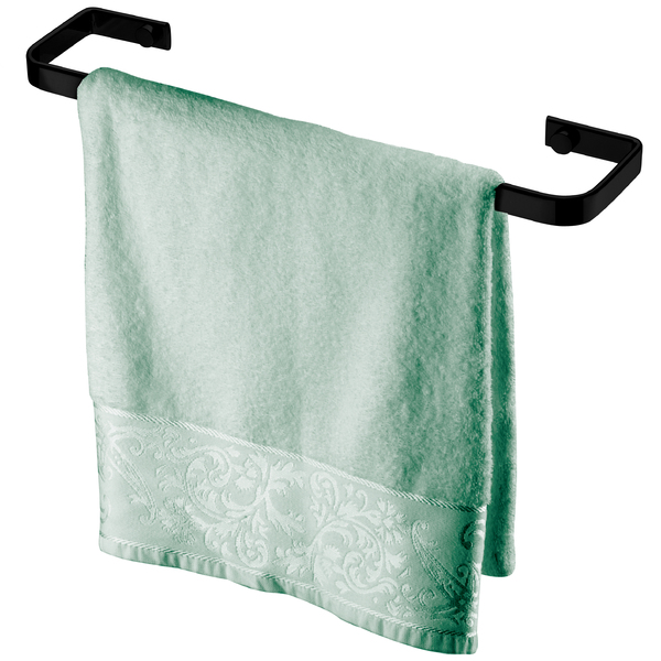 Suporte Porta Toalha 30cm Preto Fosco Aço Carbono Lavabo