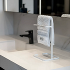 Suporte Porta Toalha Branco De Rosto Duplo Para Bancada De Ba