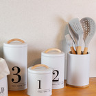 Suporte Porta Utensílios De Cozinha Lata Branca Ou Preta Yoi