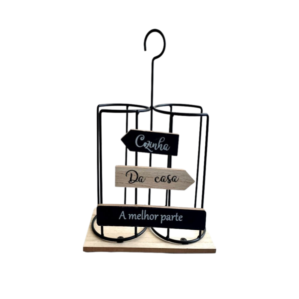 Suporte Porta Vinho  De Madeira 11cm X 20,6cm X 25cm Preto