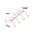 Suporte Porta Xícara Aéreo 8 Ganchos Cor Cobre + Kit Fixação