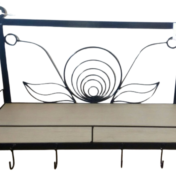 Suporte Prateleira Em Ferro Cor Preta Folhas