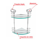 Suporte Prateleira Porta Shampoo Duplo De Canto Em Vidro