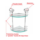 Suporte Prateleira Porta Shampoo Duplo De Canto Em Vidro