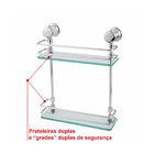 Suporte Prateleira Porta Shampoo Duplo Retangular Em Vidro