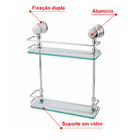 Suporte Prateleira Porta Shampoo Duplo Retangular Em Vidro