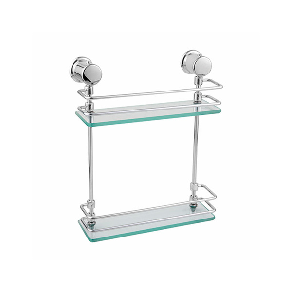 Suporte Prateleira Porta Shampoo Duplo Retangular Em Vidro